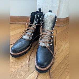 MARC FISHER LTD - Izzie Shearling Leather Lug Sole Winter Boots